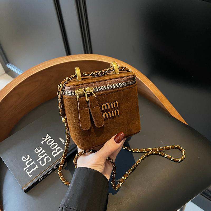 Frosted new chain miu French box bag niche texture women's small square bag personalized shoulder messenger bag