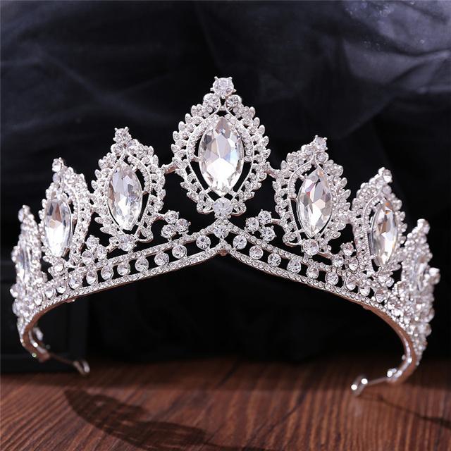 Baroque Vintage Crystal Tiaras Wedding Crown Bride Headdress Royal Queen Bridal Diadem Pageant Wedding Crown Hair Jewelry