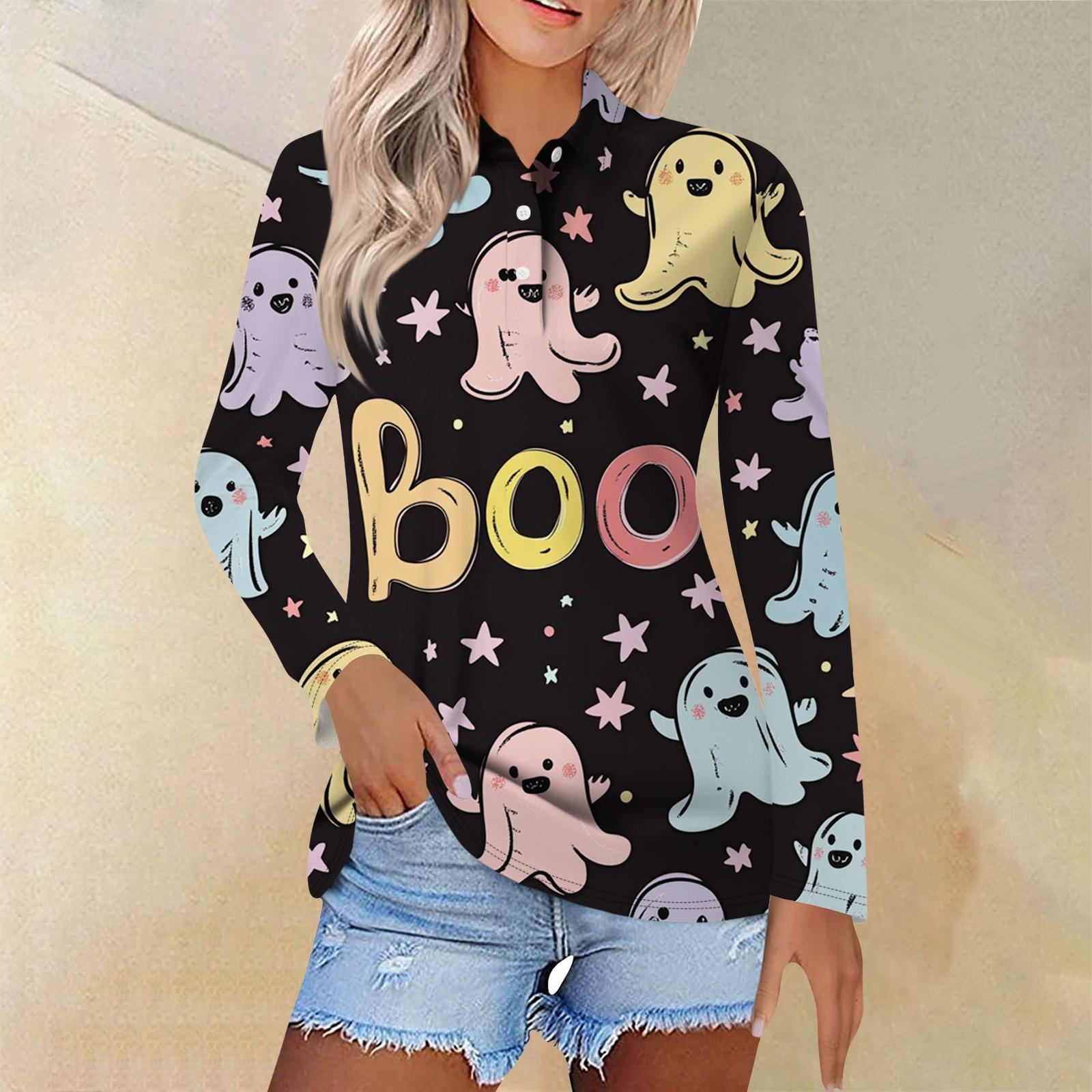 

Женская модная повседневная рубашка с отворотом и длинным рукавом с принтом, женские топы на пуговицах M