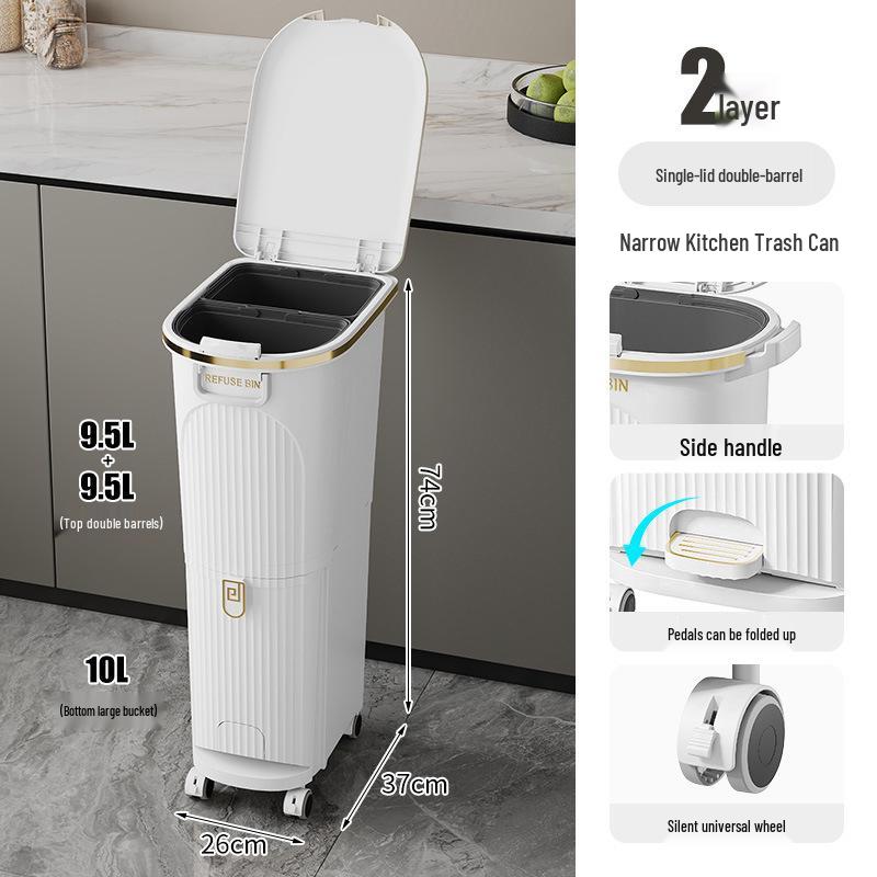 Luxusní vysoký odpadkový koš v japonském stylu s nožním pedálem pro suchý a mokrý odpad