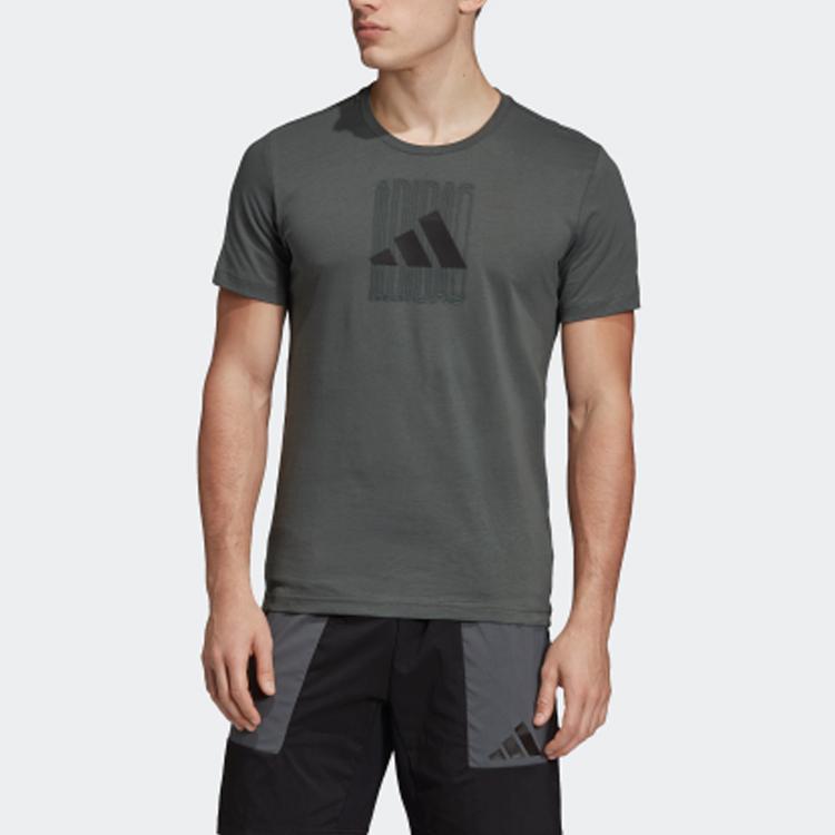 Adidas The Pack Q2 Gfx Logo Print Sports Short Sleeve T-Shirt Men Tops Ivy-Green DV3059