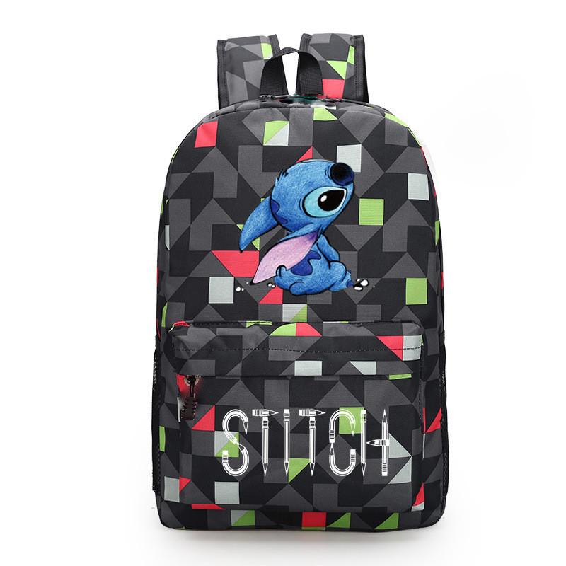 Urban Chic Disney Stitch Backpack Black Canvas Large Capacity Breathable Waterproof