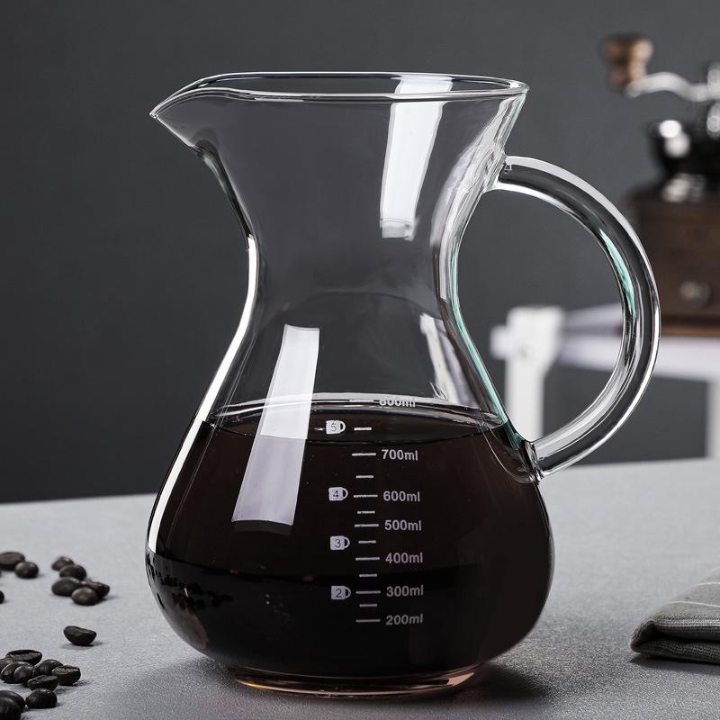 Thick Glass Hand-Pour Coffee Drip Pot & Cold Brew Sharing Cup