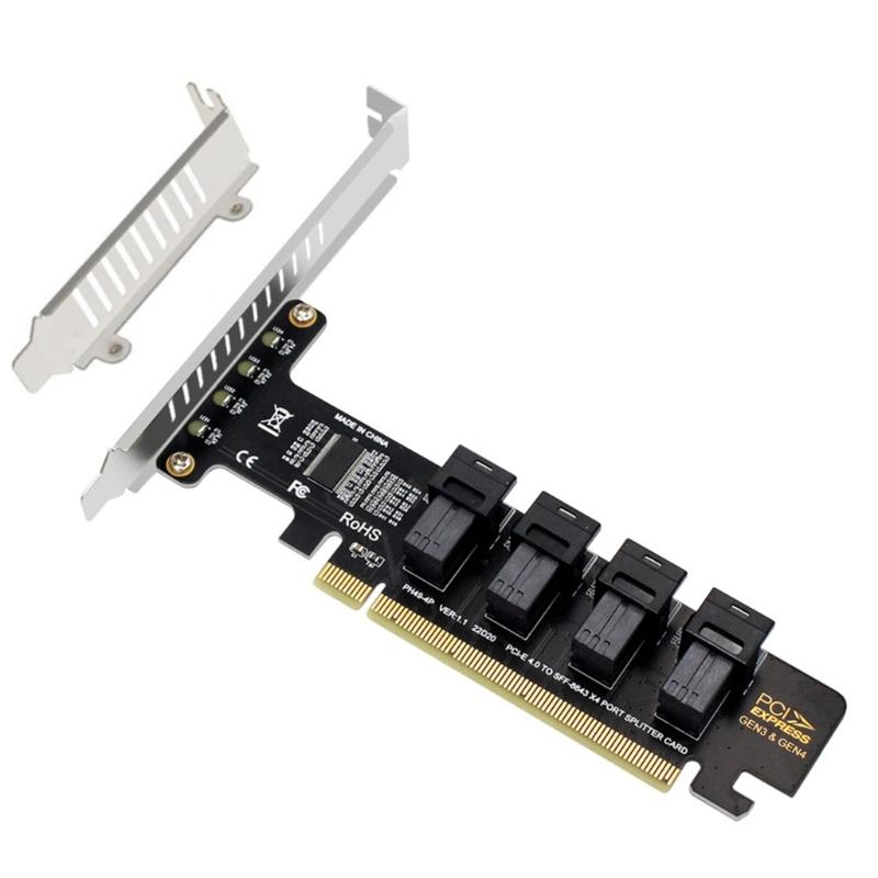 

PCIE 16 до 4 портів .2 NVME SFF-8643 SFF-8639 Pansion Card PCI-E 4.0 Splitter Card