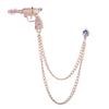 Fashion New Pistol Men Rhinestone Gold Brooch With Chain Tassel Gun Brooches Pin Brooch Metal Lapel Pins Men Accessories Jewelry