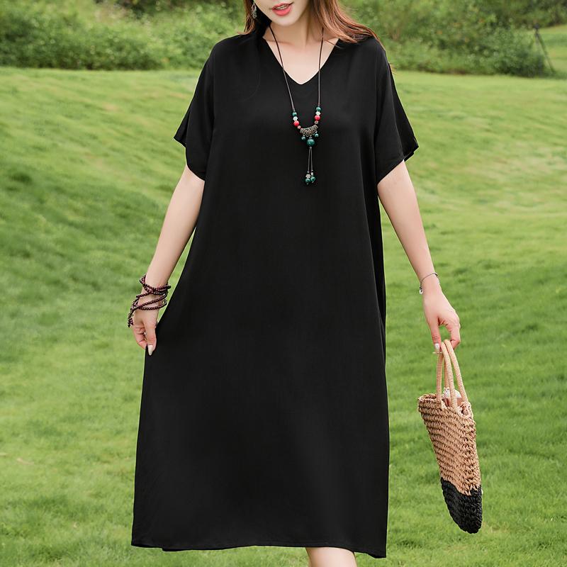 Casual Women's Dresses Summer Vintage Clothes Plus Size Elegant Short Sleeve Summer Long Dress
