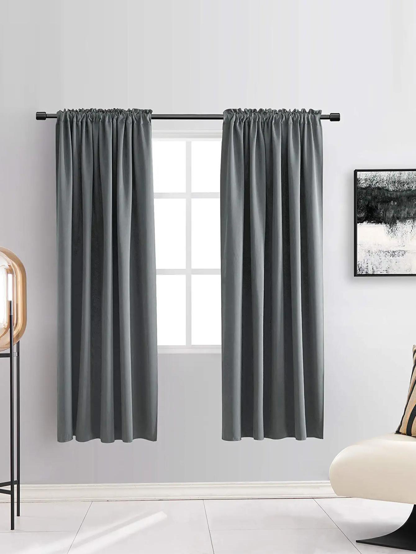 

1 шт. 100% светонепроницаемые шторы для спальни, кухонные шторы, шторы для окна в ванной комнате, шторы с кулиской для гостиной W100xH130cm&Gommets Top(Rings) серый