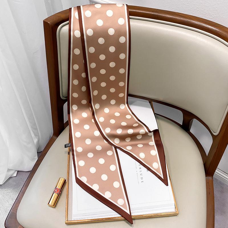 Korean Polka Dot Skinny Scarf: Imitation Silk Spring/Summer Neck Scarf & Headband Tie for Women