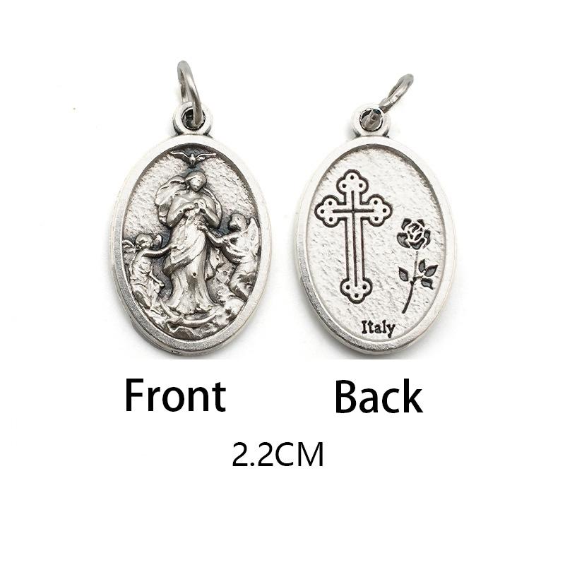 Reversible Metal Charms Necklace Bracelet DIY Accessories Philomena Our Lady Benedict Religious Figures Charms Catholic Figures