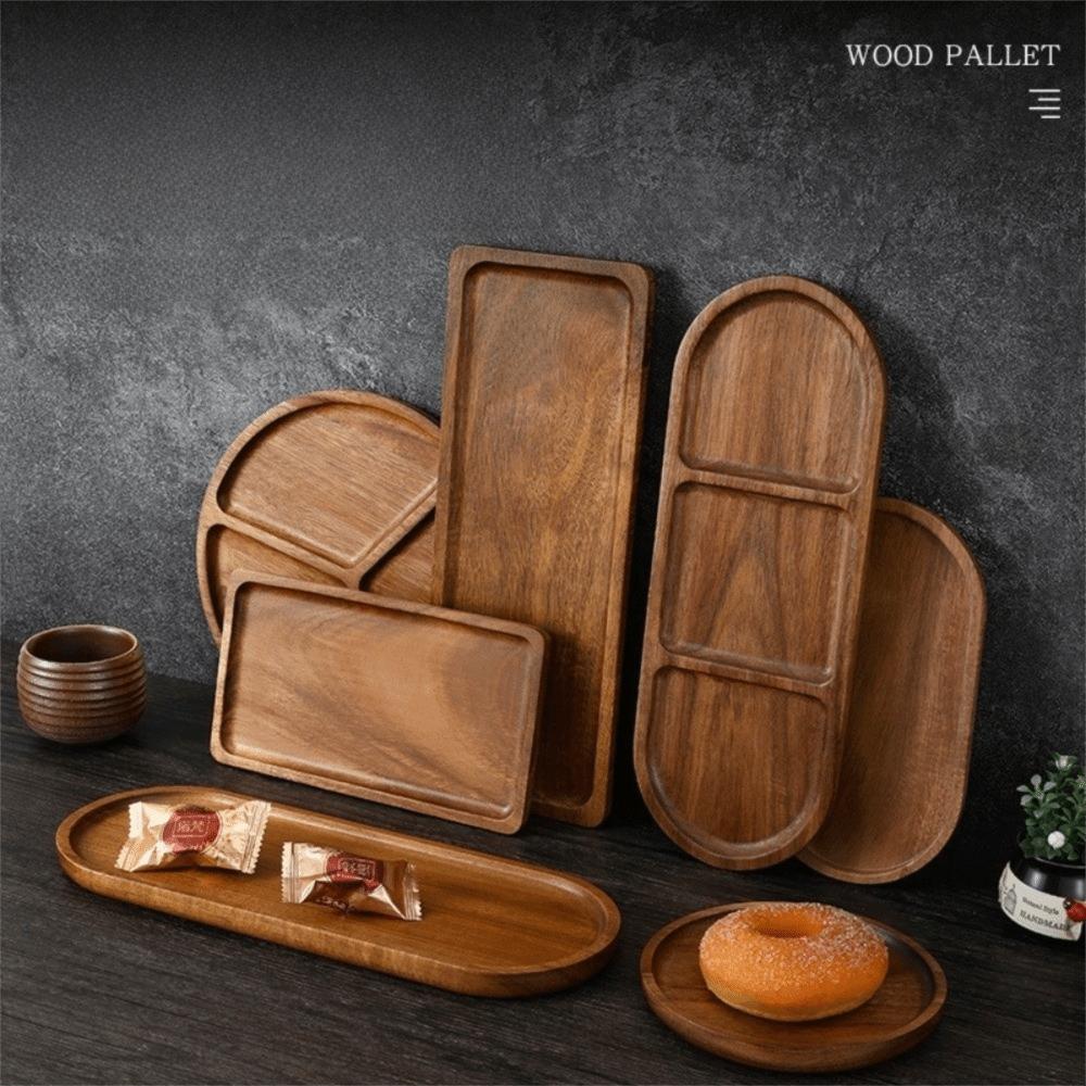 Solid Wood Dessert Plate Japanese Style Irregular Wooden Tray Plate Tableware Heat Resistant Dried Fruit Snack Plate Cafe Use