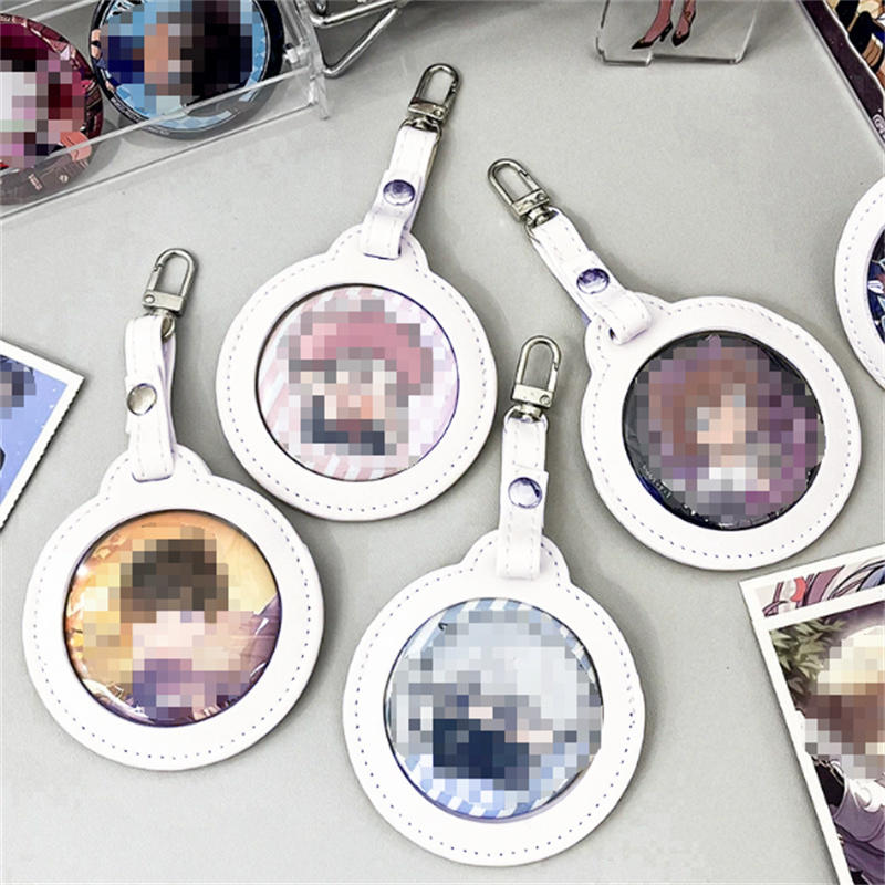 58/75mm Round Badge Protective Case Transparent Window Fan Supplies Waterproof Badge Display Bag Hangable Portable