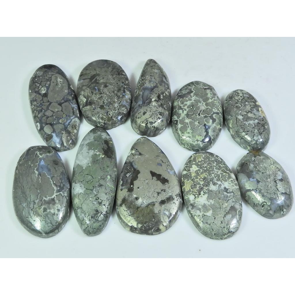 314Cts. Natural Marcasite Mix Shape Cabochon Loose Gemstone 10Pcs Lot C-314