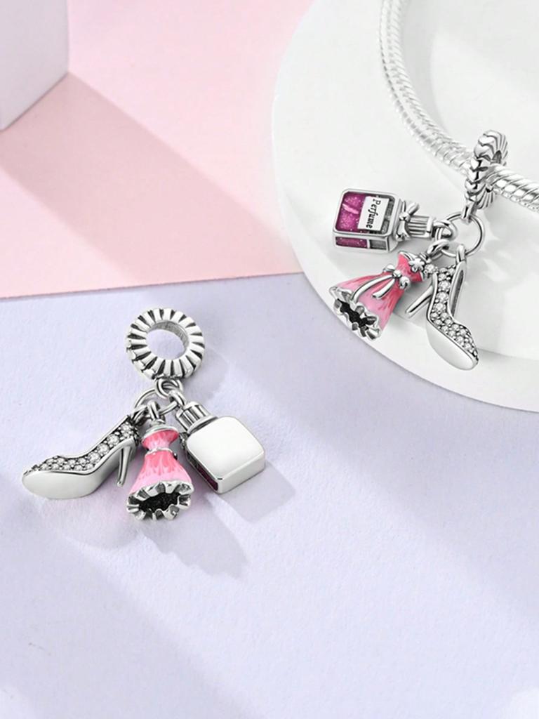 Pink High-Heeled Cat Claws Beads Charm Copper Plated Fit Charms Copperoriginal Bracelet For Jewelry Making Diy Charm