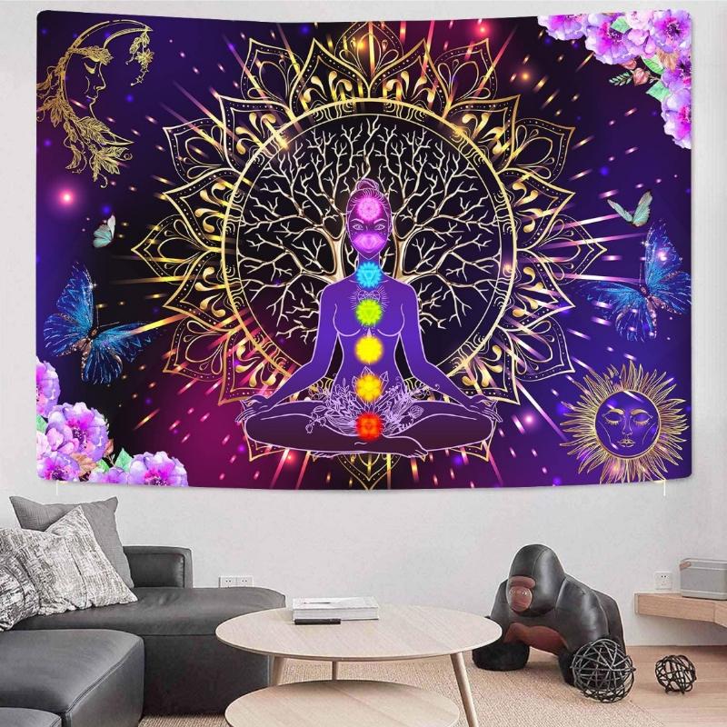 Tree Of Life Spiritual Tapestry - Seven Chakra Yoga Meditation Tapestry 51.2X59.1 Inches For Bedroom, Living Room, Dorm, Home 70x100CM