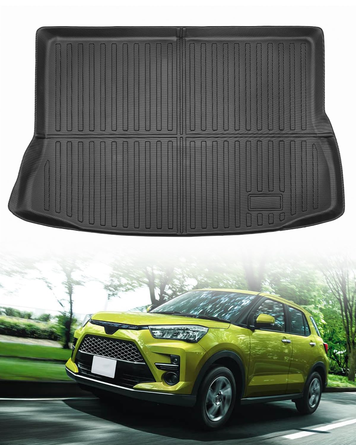 

Совместимый коврик для пола Toyota Rise RAIZE, 3D структура, дизайн, разработанный специально для автомобиля, водонепроницаемый, противоскользящий, TPE RAIZE/Daihatsu Rocky ROCKY Luggage Mat чёрный