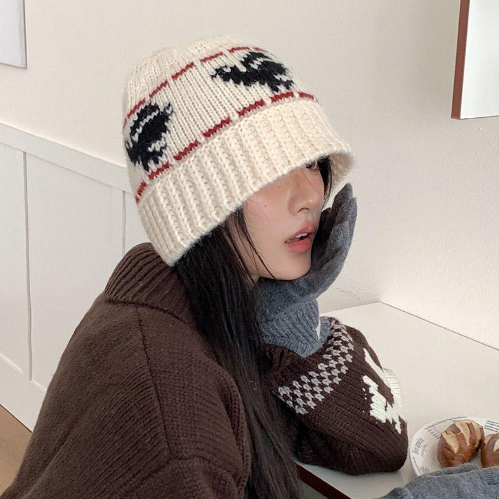 Warm Snowflake Beanies Printed Printing Knit Cap Casual Jacquard Knitted Hat  Outdoor