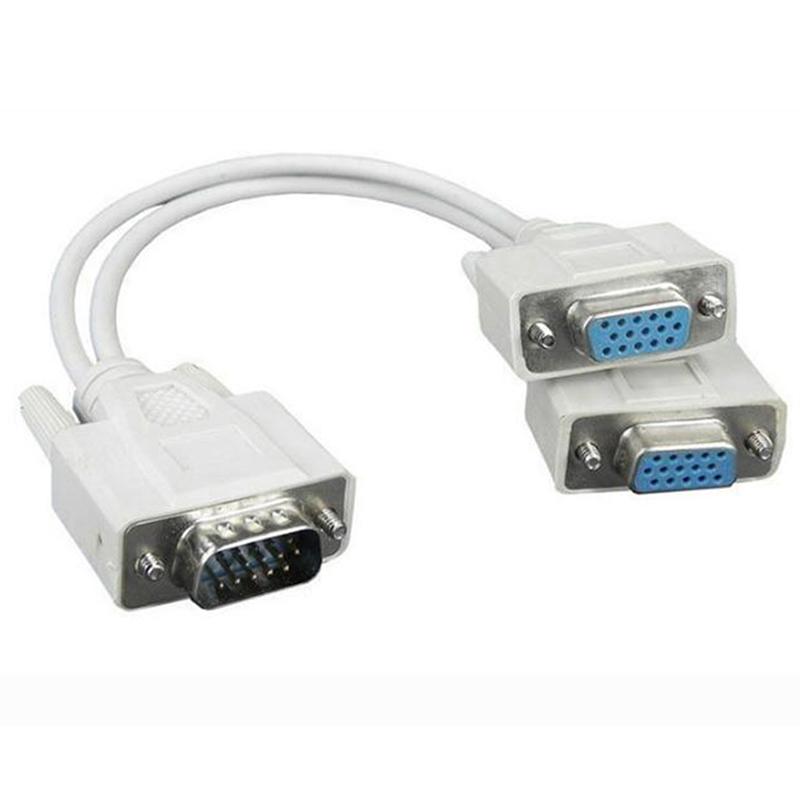 Hot Sale 15Pin VGA male to 2 vga svga female adapter splitter video monitor cable