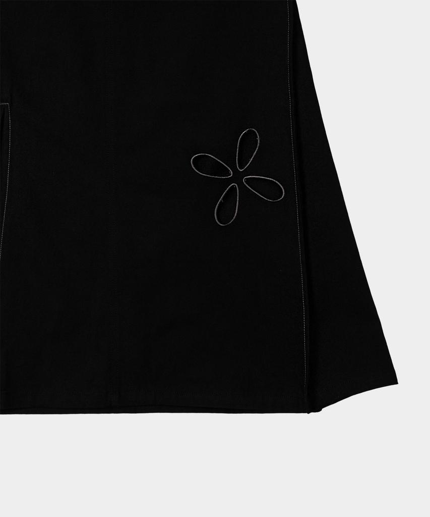 Liomeu Cotton Asymmetrical Long Skirt_Black : Radiant084