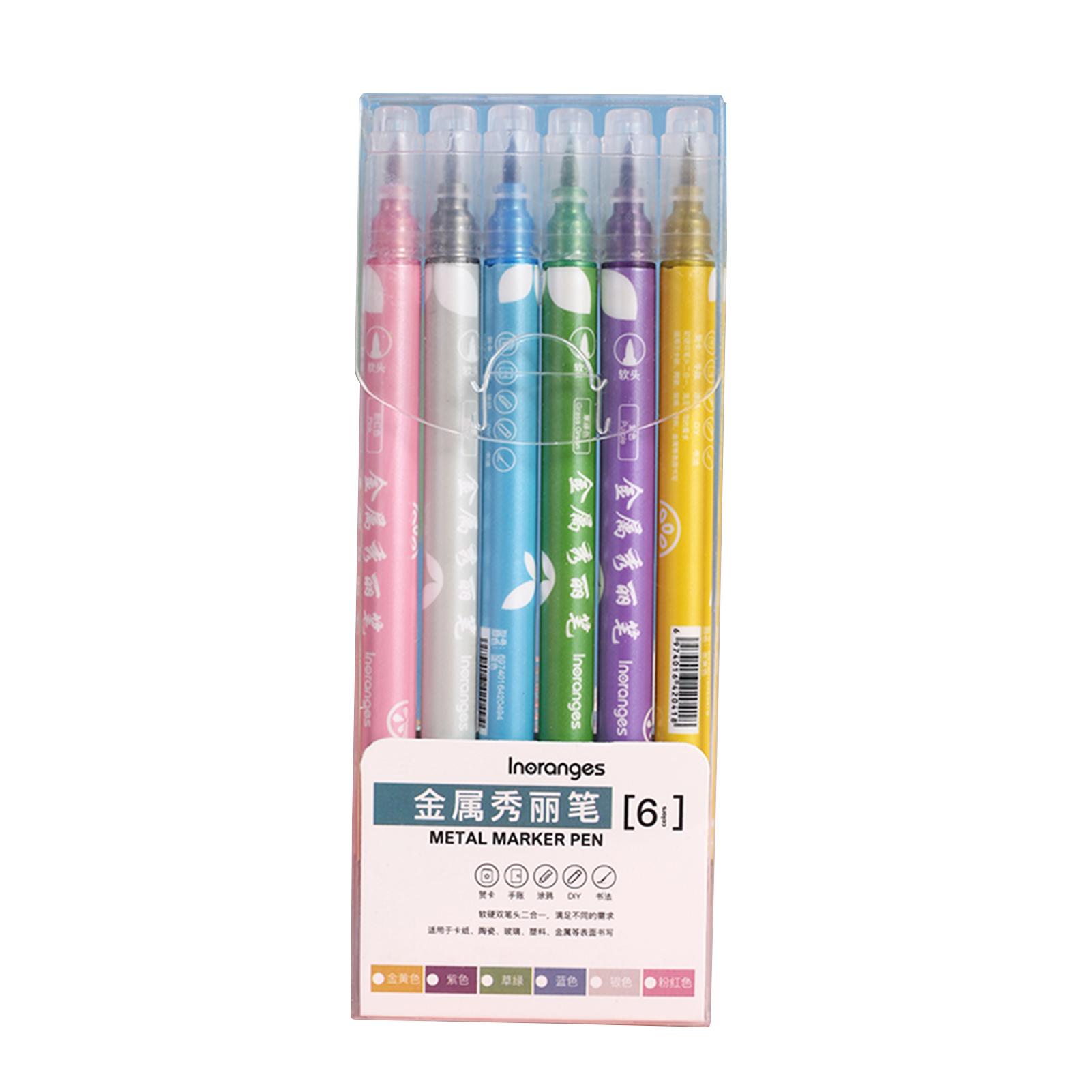 

24 цвета, металлические маркеры, 1-2 мм, ручки-кисти, маркеры для раскрашивания, тонкий кончик, яркий цвет, быстрый цвет