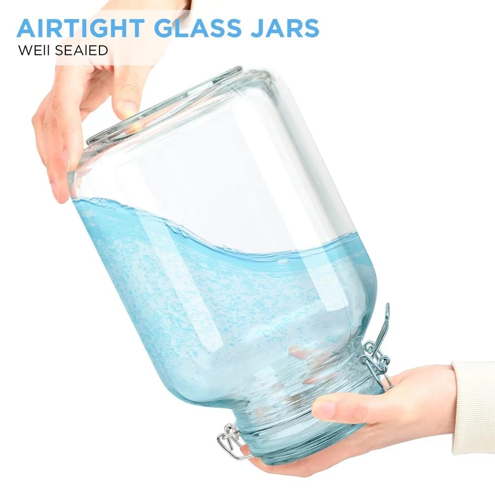 2 Pack Transparent Glass Storage Jars with Lid Wide Mouth Airtight Sealed Containers Cereal Rice Flour Coffee