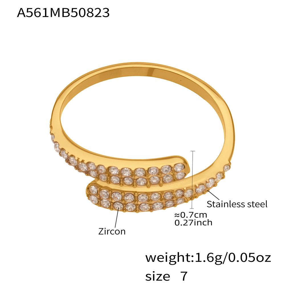 Multi Shiny Zircon Open Ring In Stainless Steel 18K Gold Plated With Cubic Zirconia Heart Shape Statement Rings For Women