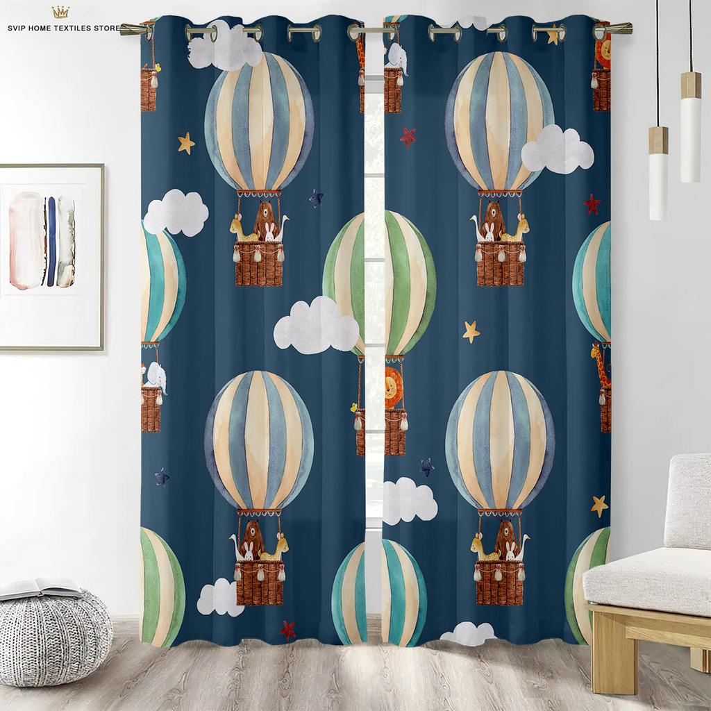 Cartoon Animal Forest Print Curtains For Children's Room Living Room Study Kitchen Decorative Curtains Easy To Wash And Care