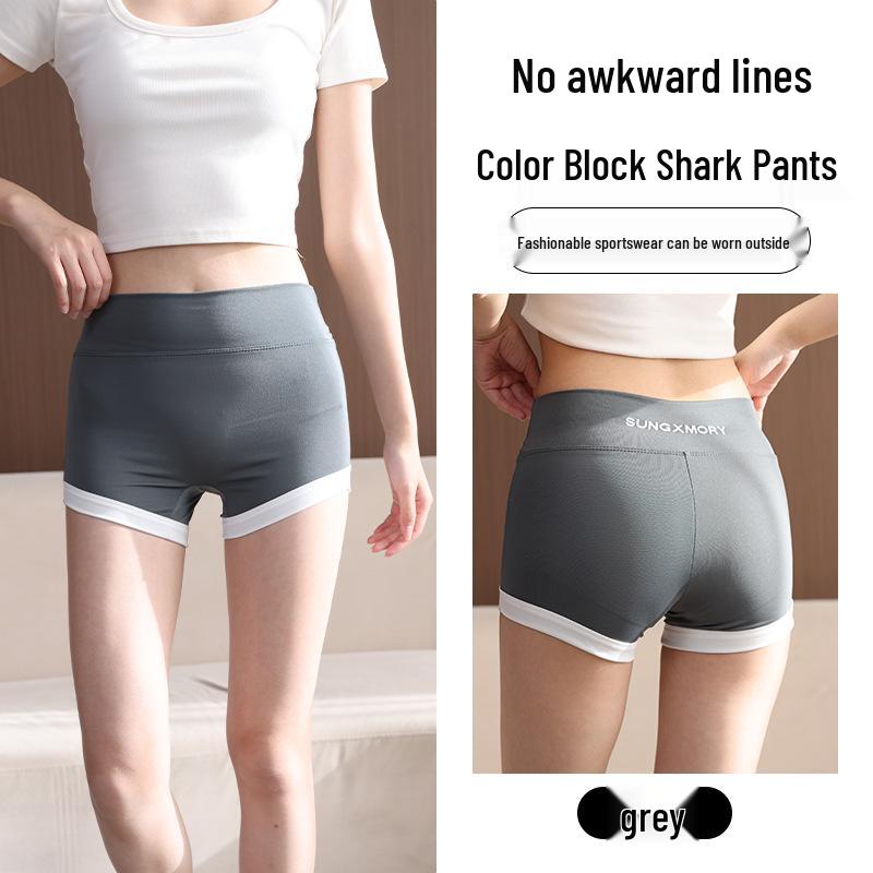 

Women s Ice Silk Shark Capri Yoga Pants - Anti-Exposure, Lightweight Safety Shorts XL (Recommended 60-70 kg) серый