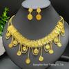 Dubai 24k Gold Necklace & Earrings Wedding Jewelry Set