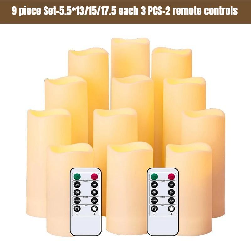 9/12/24PCS Flameless LED Candle Light Creative Wishing Christmas Decorative Column Candle Fake Plastic Candle Battery Powered Home Wedding