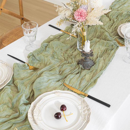 Tischläufer Faltenstoff Dekorative Tüll-Tischdecke Hochzeitsempfang Party Heimrestaurant Tischläufer
