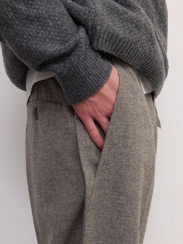 FRAGE Side-Fold Wool Slacks - Sand Grey
