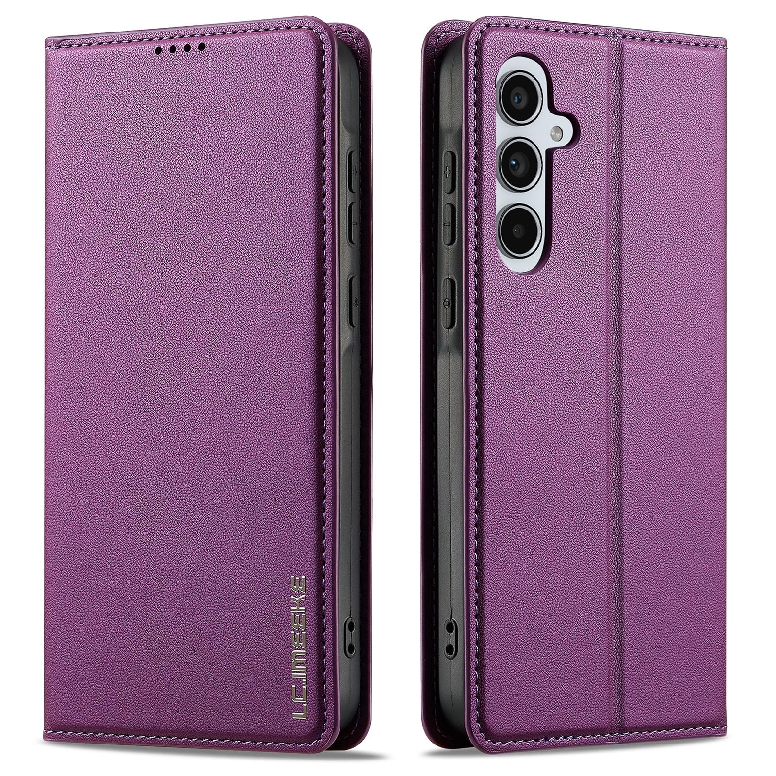 

LC.IMEEKE L1 Series for Samsung Galaxy S24 FE Case PU Leather Wallet Stand Protective Phone Cover Purple