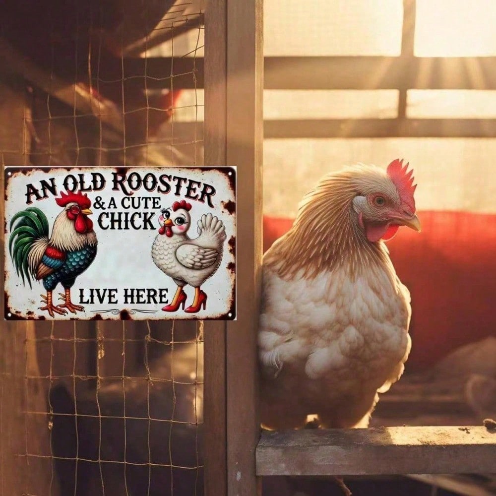 Vintage Rooster Chicken Metal Tin Sign Home Decor Gift 8x12 Inch