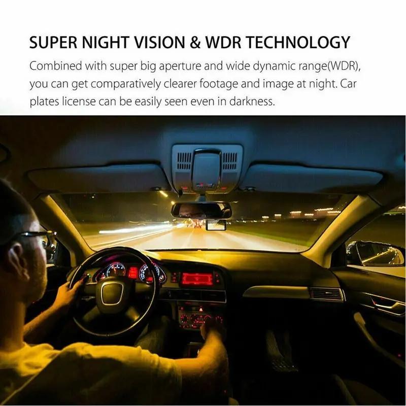 Dash Cam 1080P Dual Lens DVR Car Driving Recorder 4 Inch LCD Screen 170° Wide Angle, G-Sensor, WDR, Parking Monitor, Loop Recording, Motion Detection