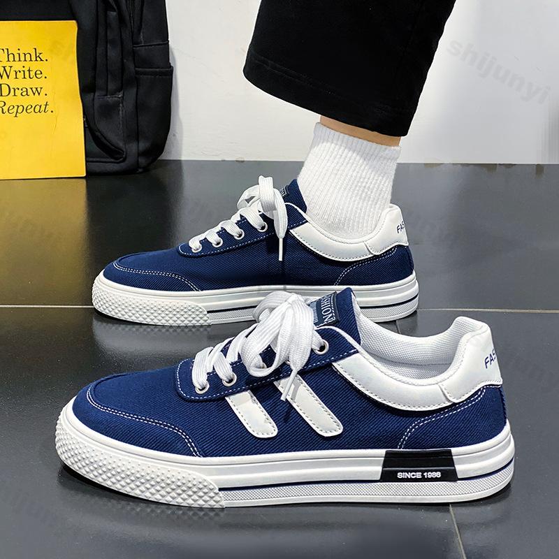 Fashion Men's Niche Design Low Top Casual Canvas Shoes 2025 Autumn New Style Fashion Trend Versatile Comfortable Non Slip Flat Sneakers