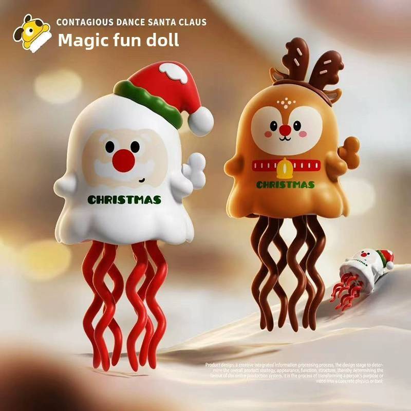 Dancing Octopus Wind Up Toy With Santa Claus And Elk Design For Holiday Gift Giving