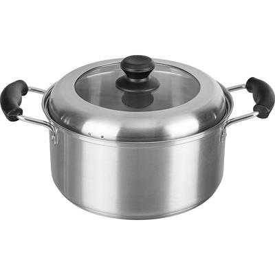 Wahei Freiz Tvåhandskastrull 24cm Rostfritt Stål Gas-/Induktionshällskompatibel Tjock Botten med Lock Lowther RB-2318