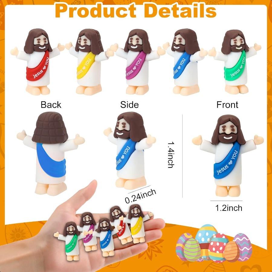 

25 Pcs Little Jesus Figurines Bulk MultiColors Small Jesus Toys Printed with Jesus Loves You Christ Savior Little Jesus Doll fo United States