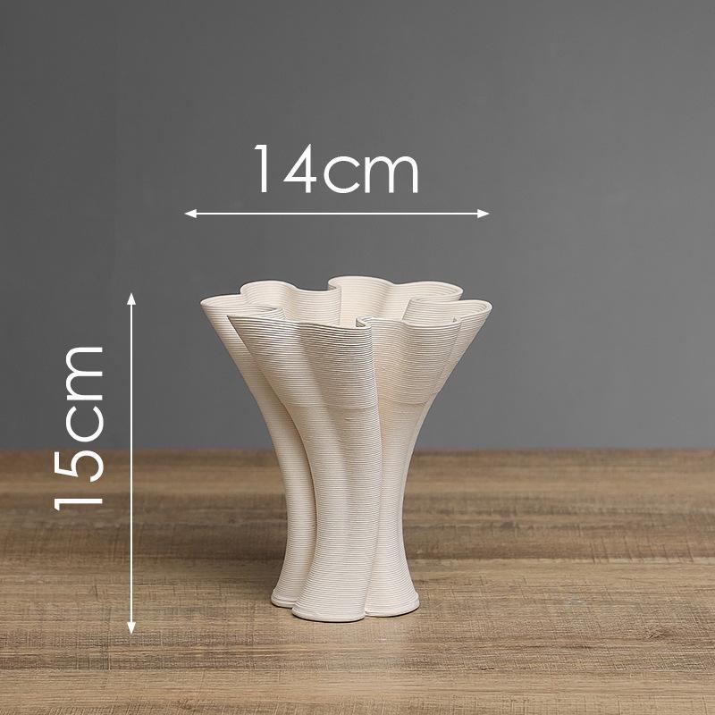 Ceramic Handicrafts Three-dimensional Pleats Petals Flower Vase Flower Arrangement Accessories Flowerpot Home Decoration