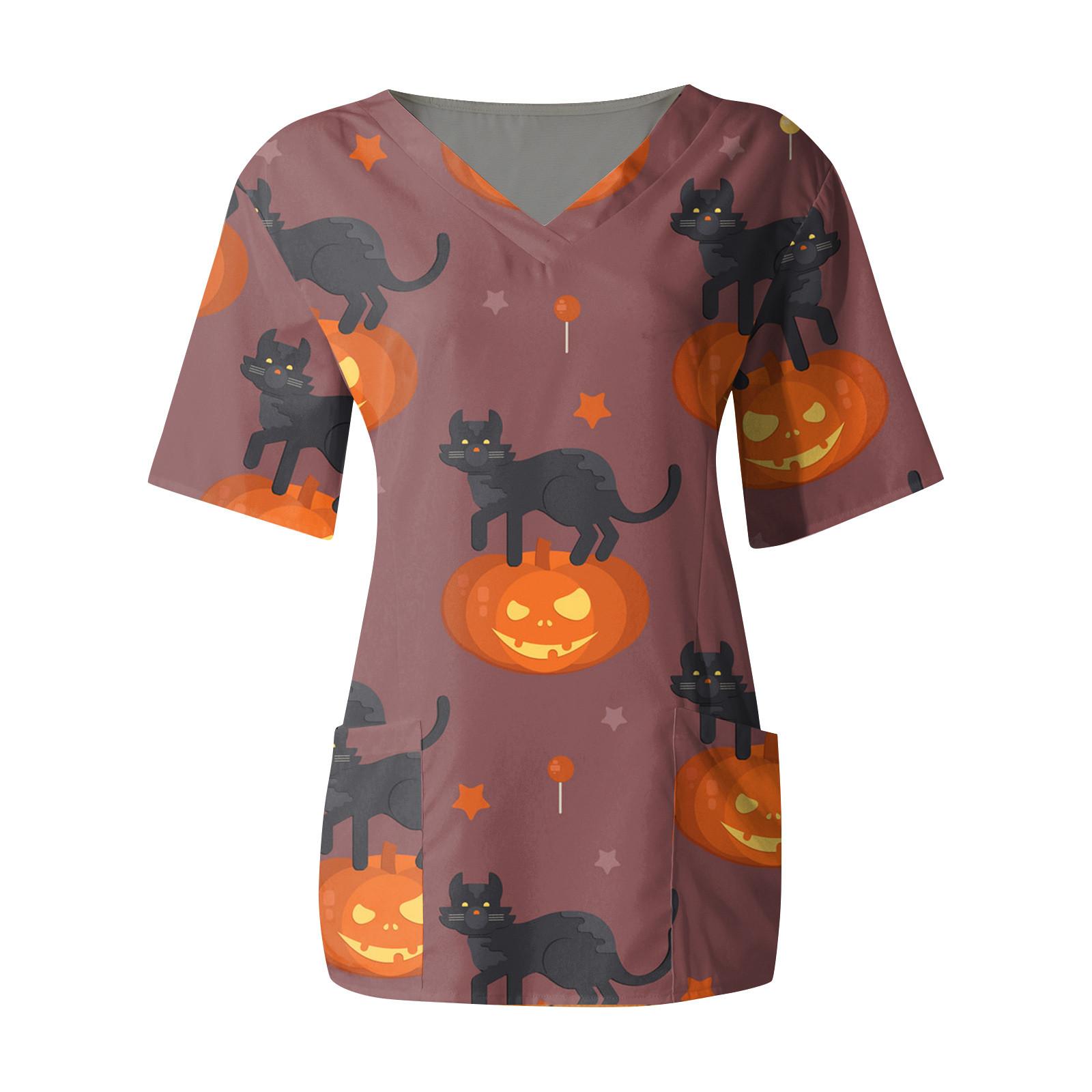 

(SU)Женские модные топы для ухода за кожей с короткими рукавами и V-образным вырезом с принтом