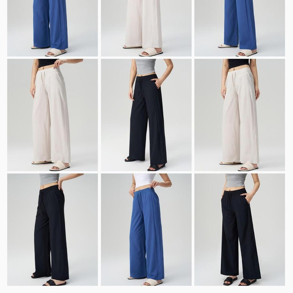 Women's High Waist Wide Leg Yoga Pants with Sun Protection and Pockets