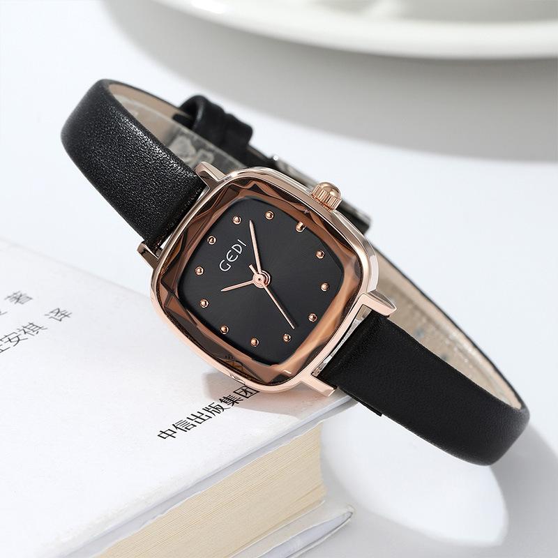 Retro Small Square Dial Student Watch Women'S Simple Style Small Dial Belt Watch Quartz Watch