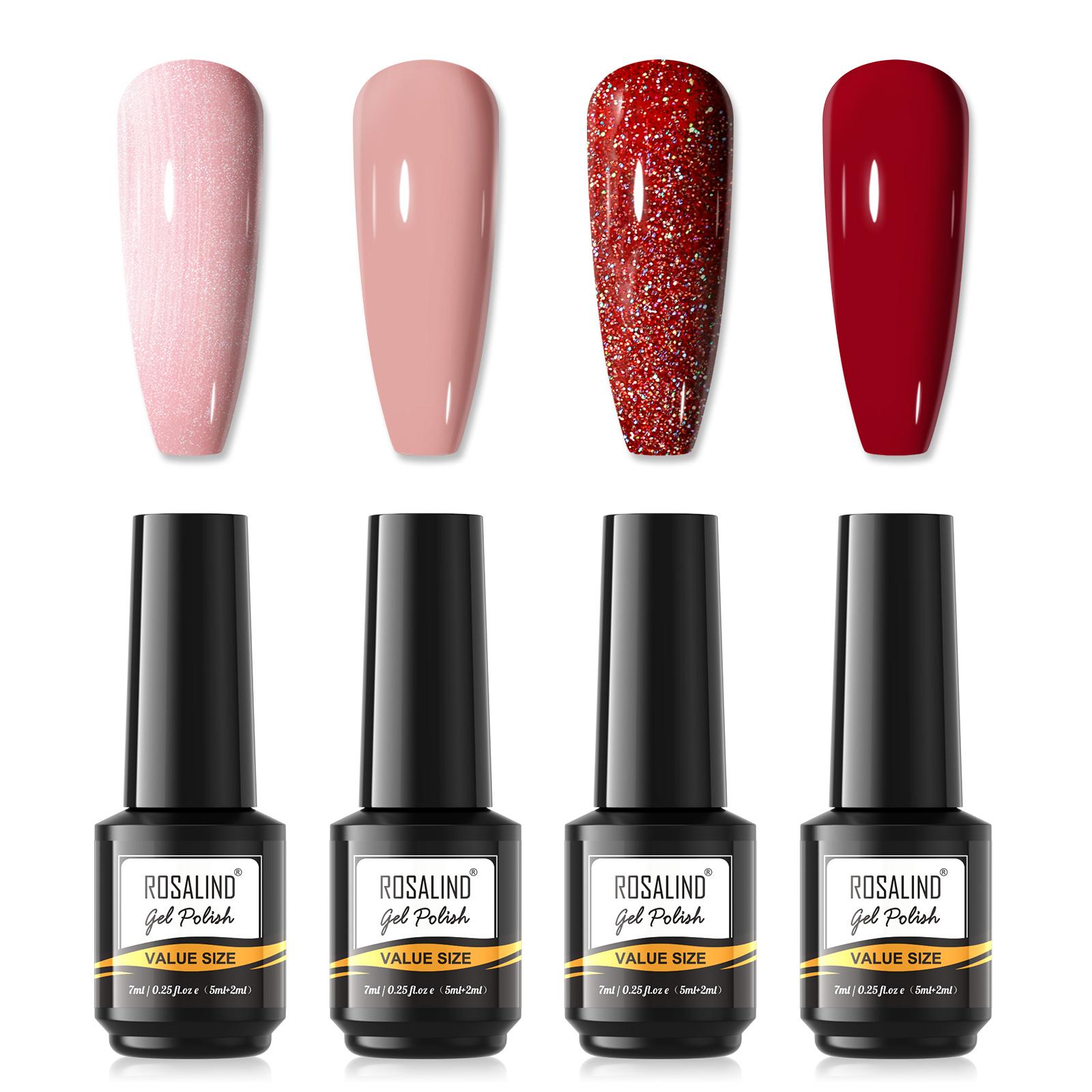 

Rosalind gel nail polish 4/6-piece set solid color 6ml nail topcoat gel bottom and top coating UV irradiation lamp nail supplies.