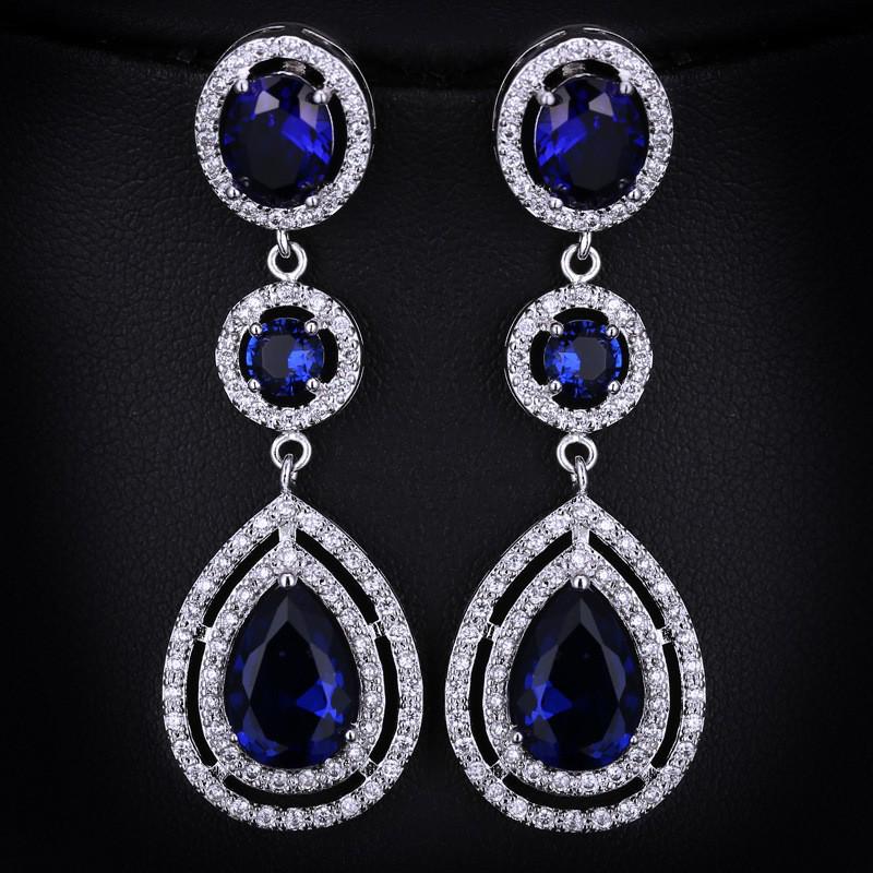 New Korean-Style Heavy Zirconia Long Tassel Water Drop Earrings