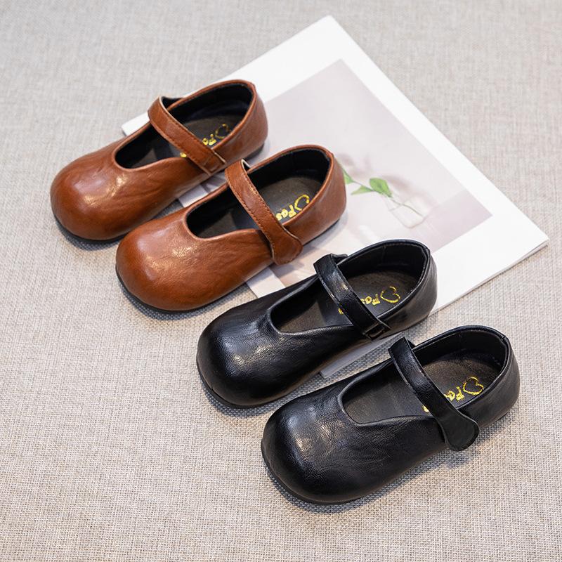 Spring Girls' Leather Shoes Korean Style Fashionable Princess Shoes Soft Sole Toe Shoes Fashionable All-match Shoes