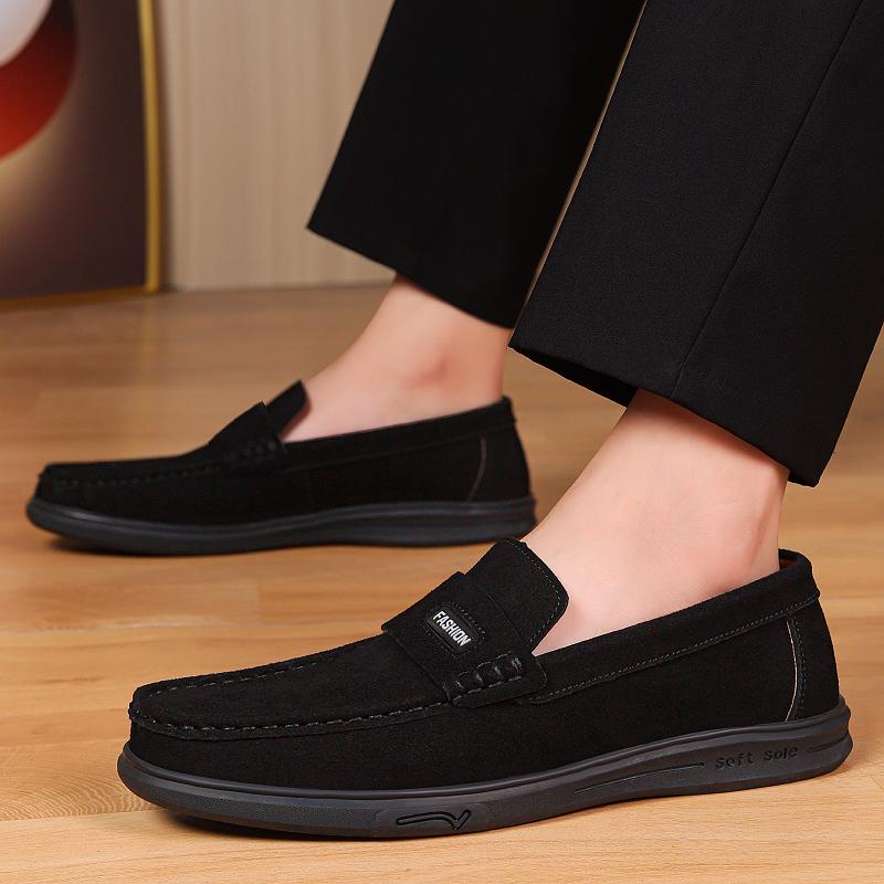 Breathable Soft Slip-On Shoes for Walking New Comfortable Casual Shoes Durable Rubber Sole Flats  Classic Men's Leather Loafers