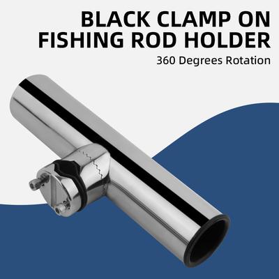 AndyMarine 360 Degrees Rotation Fishing Rod Holder Stainless Steel For Boat Clamp On Marine Hardware Adjustable Boat Accessories