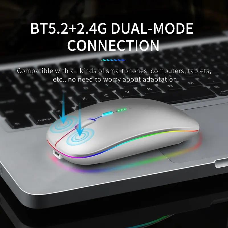 New Bluetooth Wireless Mouse with USB Rechargeable RGB Mouse for Computer Laptop PC Macbook Gaming Mouse Gamer 2.4GHz Portable