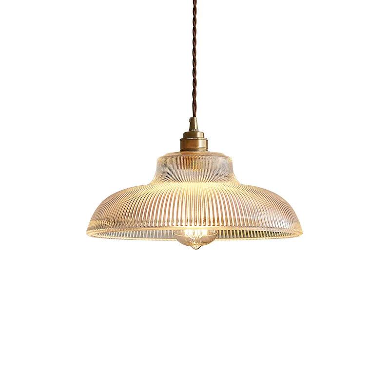 Japanese brass semicircular glass chandelier Nordic simple bed and bed bedroom hallway balcony bar dining room light