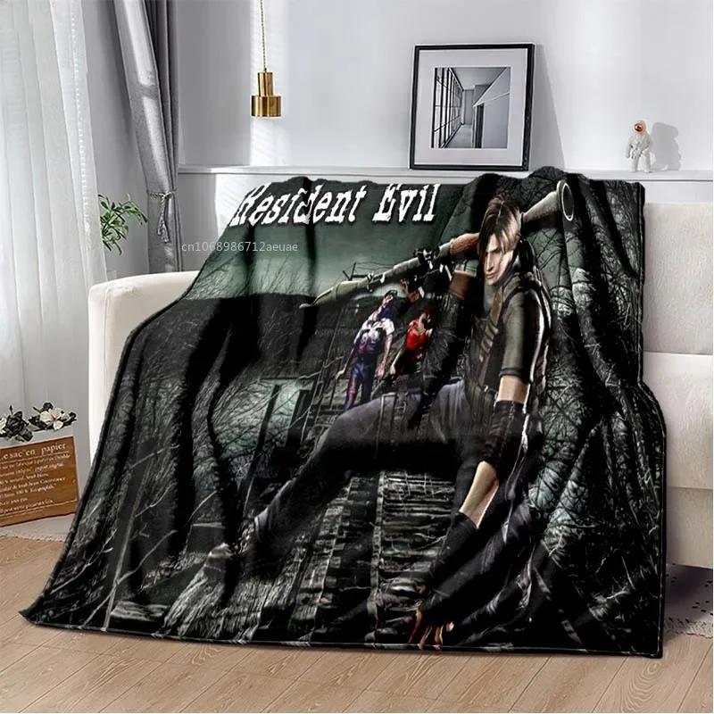 R-Resident Evil Game Gamer Soft Plush Blanket Leon Ada Red Umbrella Blanket for Living Room Bedroom Bed Sofa Picnic Office Cover